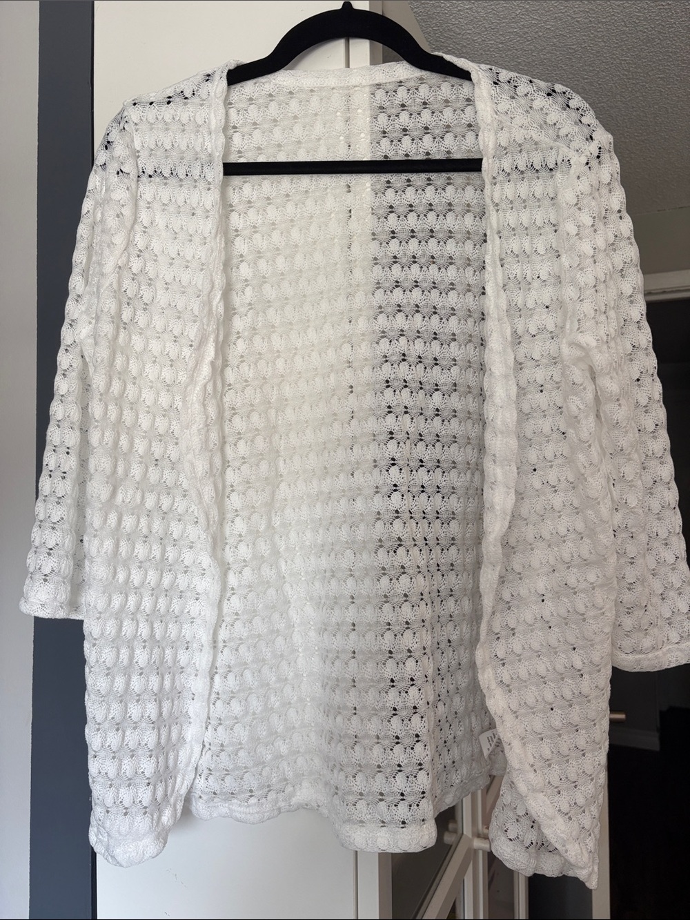 White Open-Knit Women’s Cardigan Sweater